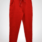 Pantalon maxou rouge sur cintre