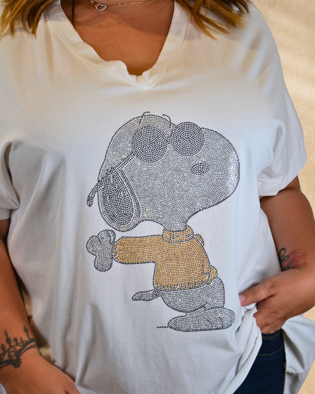 photo tee-shirt snoopy blanc détail