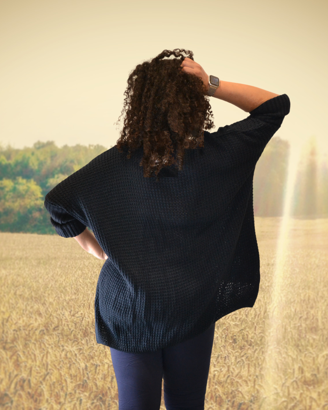 Mannequin de dos portant le pull jagger bleu nuit