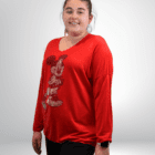 Mannequin de profil portant le pull Fantasia rouge