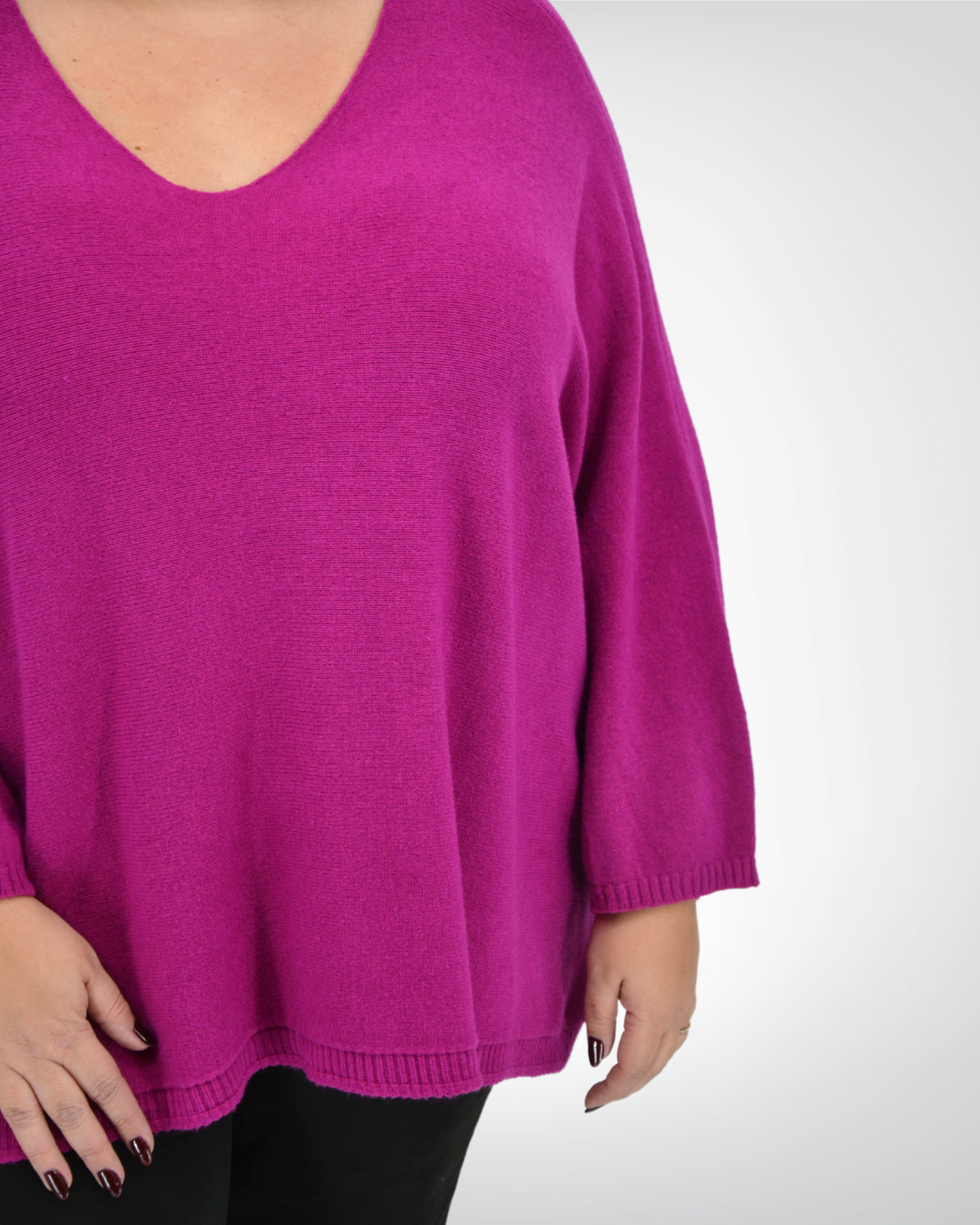 Détails du pull Ashley fushia