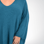 Zoom sur les détails du pull Ashley bleu canard